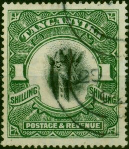 Tanganyika 1922 1s Green SG83 Wmk Sideways Fine Used