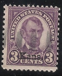 661  3c Kans Ovpt Used VG-Fine Centering