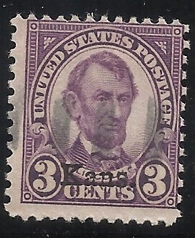 661  3c Kans Ovpt Used VG-Fine Centering