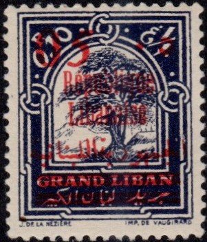 Lebanon 107 - Mint-H - 5c on 10p Cedar of Lebanon Ovpt. (1928) (cv $1.75)
