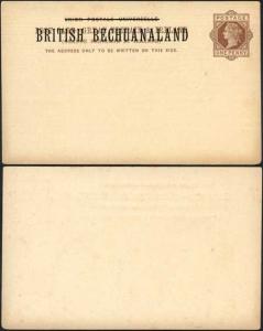 British Bechuanaland O/P on QV 1d Brown Foreign Postcard Mint