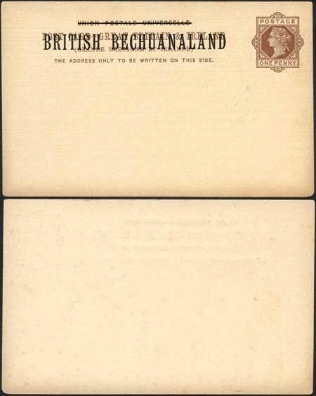 British Bechuanaland O/P on QV 1d Brown Foreign Postcard Mint