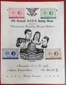 8th A.S.D.A. Stamp Show 1956, N.Y.C., Souvenir with Poster Stamps & Postal Cards