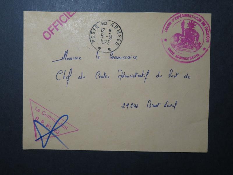 French Polynesia 1973 Stampless Military Cover / Signed - Z11090