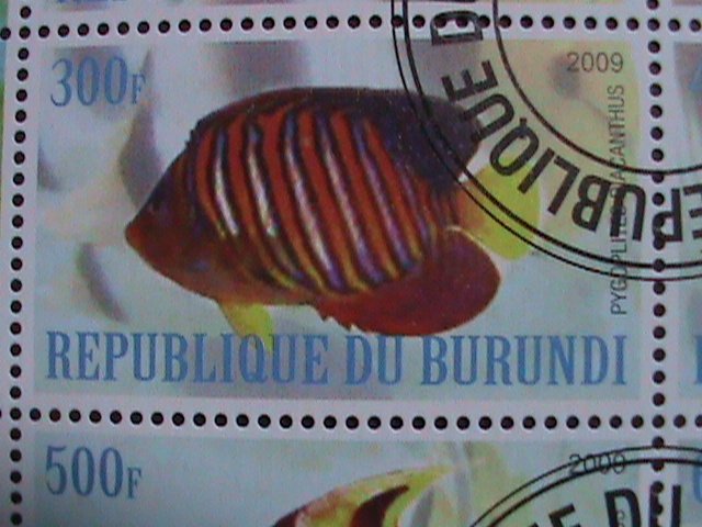 BURUNDI-2009- COLORFUL LOVELY BEAUTIFUL TROPICAL FISHES CTO SHEET VF-NO3