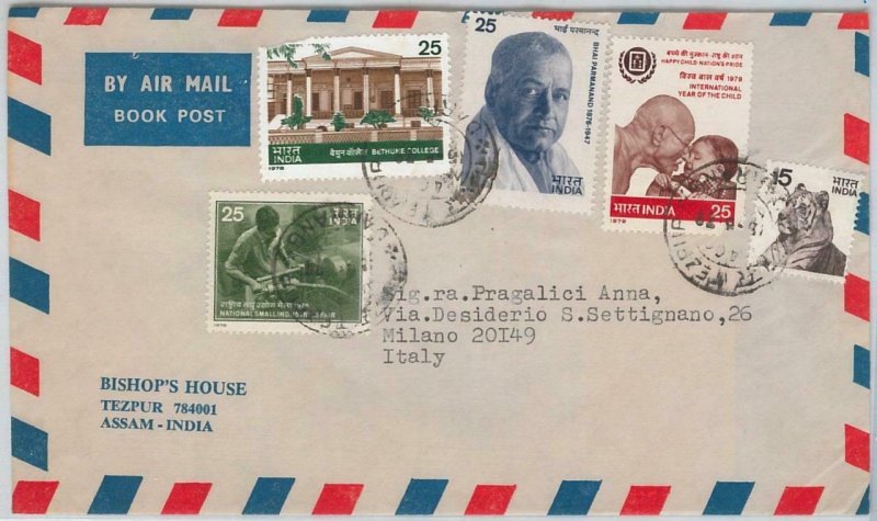 49007 - INDIA  - POSTAL HISTORY - Airmail COVER to ITALY 1979 - GANDHI / TIGERS