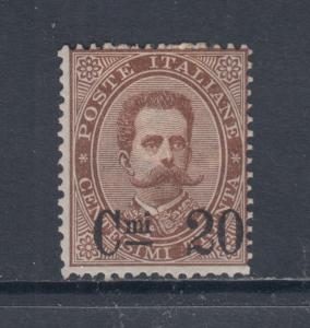 Italy Sc 65 MOG. 1890 black 20c surcharge on 30c brown King, sound, Fine