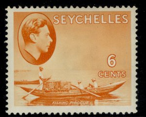 SEYCHELLES GVI SG137, 6c orange, M MINT. Cat £17.