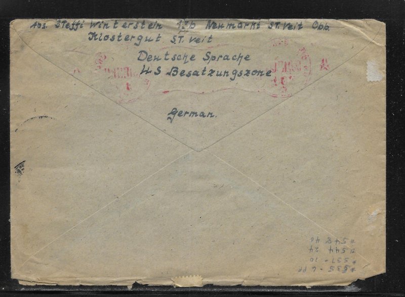 Germany 535, 537, 544, 548 Used on Censored Cover to U.S. 1947 (*sch*)