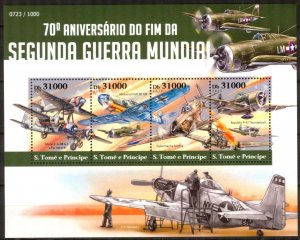 Sao Tome and Principe 2015 Military Aviation Aircraft sheet of 4 MNH