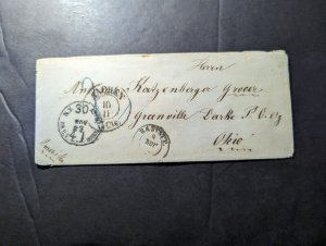 1823 Germany Red Wax Seal Stampless Cover Rastatt to Greenville OH