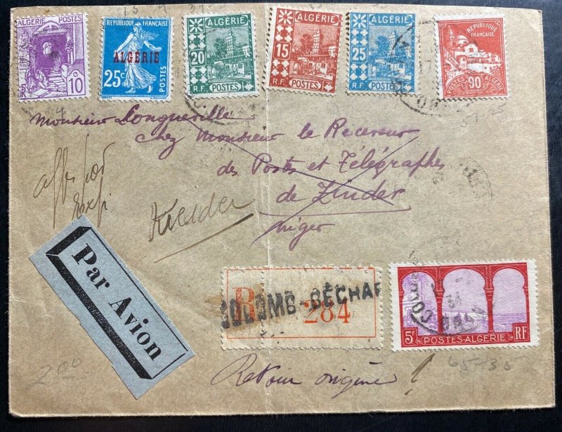 1934 Béchar Argelia Airmail Mixed Franking Cover To Zinder Nigeria 