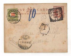 GB SQUARED CIRCLES Postal Stationery Swiss DUES {Samwells-Covers}PTS 1900 AC174