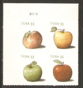 #4727 Apples  Plate Block Mint NH