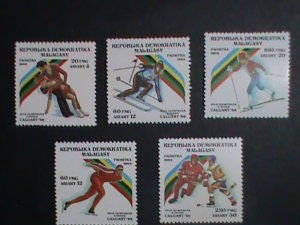 MALAGASY STAMP:1988-SC#846-50 CALGARY'88  WINTER OLYMPIC GAMES STAMPS MNH SET.