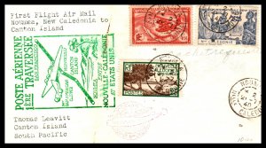 New Caledonia to Canton Island First Flight 1940 Cover