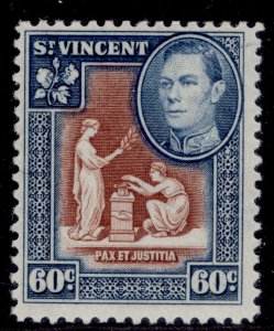 ST. VINCENT GVI SG174, 60c red-brown & blue, NH MINT.