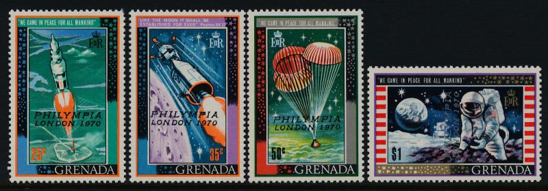 Grenada 379-82 MNH Space, Moon Landing, Philympia o/p