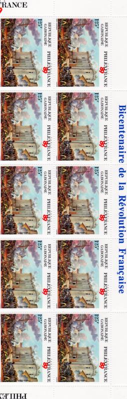 GABON 1988 Sc#645 Storming of the Bastille/Philexfrance '89 Strip of 10 MNH