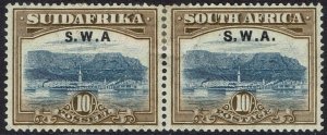 SOUTH WEST AFRICA 1927 TABLE MOUNTAIN 10/- PAIR STOP ALMOST MISSING