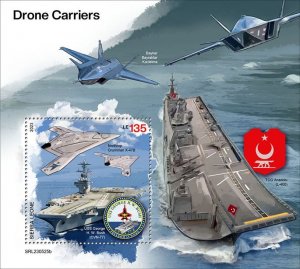 SIERRA LEONE - 2023 - Drone Carriers - Perf Souv Sheet - Mint Never Hinged