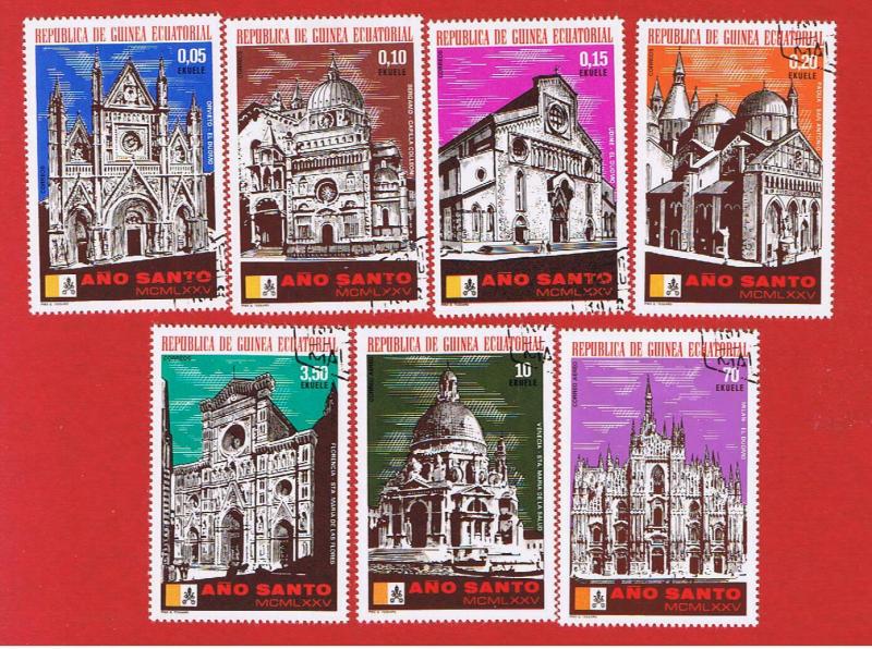 Equatorial Guinea  CTO  complete set of 7 Churches Free S/H  