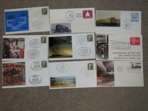 18 DIFFERENT COVERS W/TRAIN CACHETS & STAMPS FROM AROUND THE WORLD,LOT# TC9