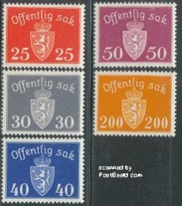 Norway 1946, On service 5v, MNH