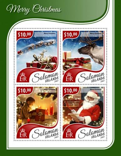 SOLOMON ISLANDS - 2017 - Merry Christmas - Perf 4v Sheet - MNH