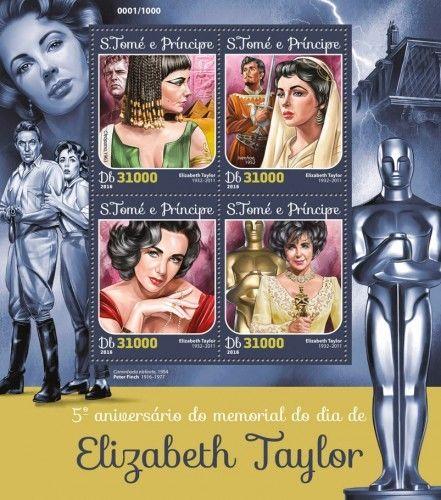 Elizabeth Taylor Cinema Hollywood Oscar Sao Tome and Principe MNH stamp set