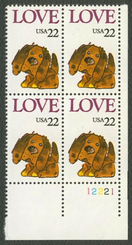 #2202 22c Love: Puppy, Plate Block [12221 LR], Mint **ANY 4=FREE SHIPPING**