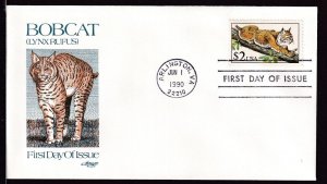 1990 Bobcat $2 issue Sc 2482 FDC with premium Artmaster cachet