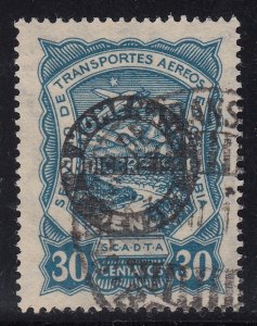 Colombia SCADTA 1928 30c Blue Mendez Overprint Used. Scott C54