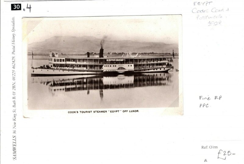 Egypt Card Cairo *COOK'S TOURIST STEAMER* Luxor Finer Real Photo PPC 1928 30.4