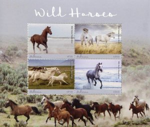 Liberia Stamps 2018 MNH Wild Horses Horse Farm Animals 4v M/S II