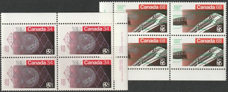 Canada 1092-1093 set plate blocks MNH