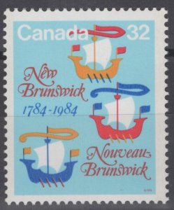 ZAYIX - 1984 Canada 1014 MNH New Brunswick Founding - Ships -  060422S13M