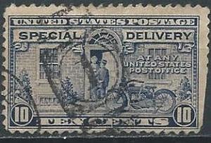 US E12a (used, clipped) 10¢ motorcycle delivery, dp ultra (perf. 11) (1922)