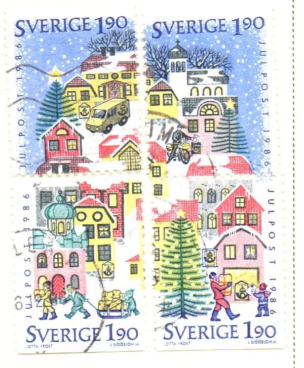 Sweden Sc  1614-7 1986 Christmas stamp set used