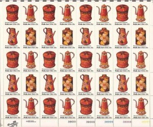 US Stamp - 1979 Pennsylvania Toleware - 40 Stamp Sheet - Scott #1775-8