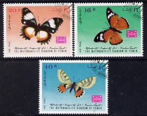 Yemen - Royalist 1968 Butterflies Air Mail set of 3 cto u...