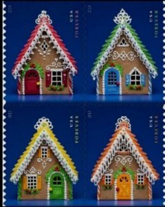 2013 46c Forever Gingerbread Houses, Block of 4 Scott 4817-4820 Mint F/VF NH