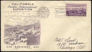 United States First Day Covers #773-9, 1935 3c California-Pacific Exposition,...