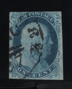 9  F-VF used neat cancel with nice color cv $ 100 ! see pic !