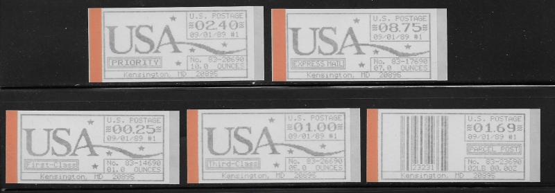 UNITED STATES SC# CVP18a-20a  FVF/MNH 1989