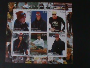 ​TAJIKISTAN-2000-PRINCE WILLIAM IN SPORTS- MNH SHEET-VF WE SHIP TO WORLDWIDE