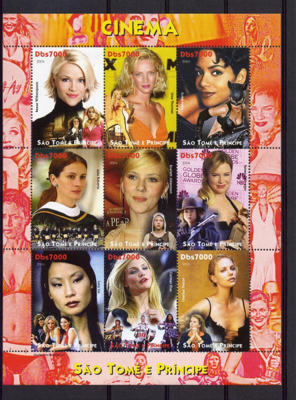 St.Thomas and Principe 2004 Actors & Actresses 3 Sheetlets of 9 (27 values) MNH