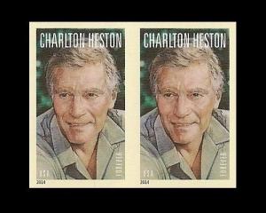 US 4892a Legends of Hollywood Charlton Heston imperf NDC horz pair MNH 2014 