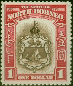 North Borneo 1939 $1 Brown & Carmine SG315 Fine MNH 