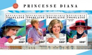 Togo - 2018 Diana, Princess of Wales - 5 Stamp Sheet - TG18303a